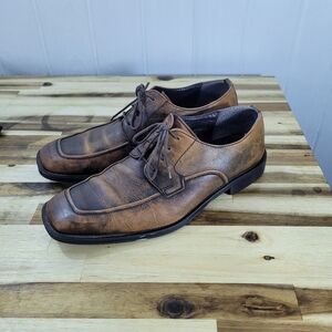 Vintage BASS Mens Size 9.5 Lace Up Oxford Dress Shoes Aged Leather NICE Patina